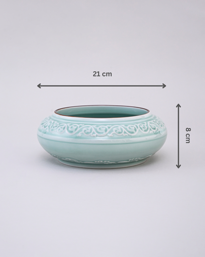 Serene Vine Celadon Glaze Decorative Urli Bowl