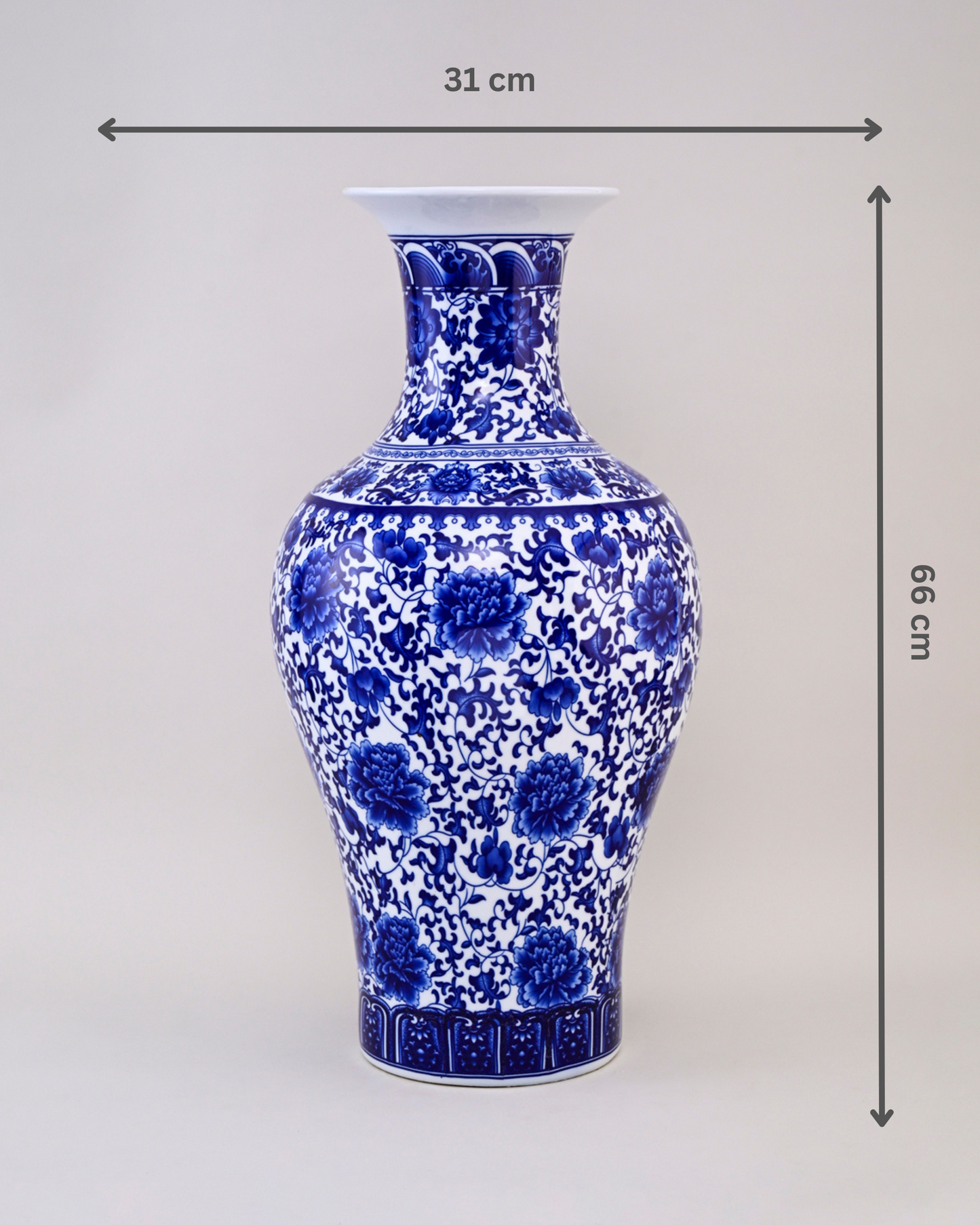 Oriental Indigo Floral Ceramic Vase