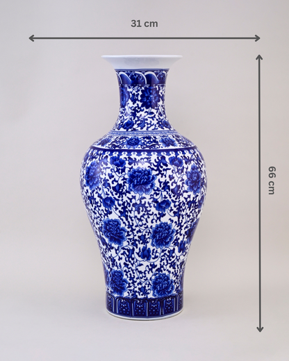 Oriental Indigo Floral Ceramic Vase