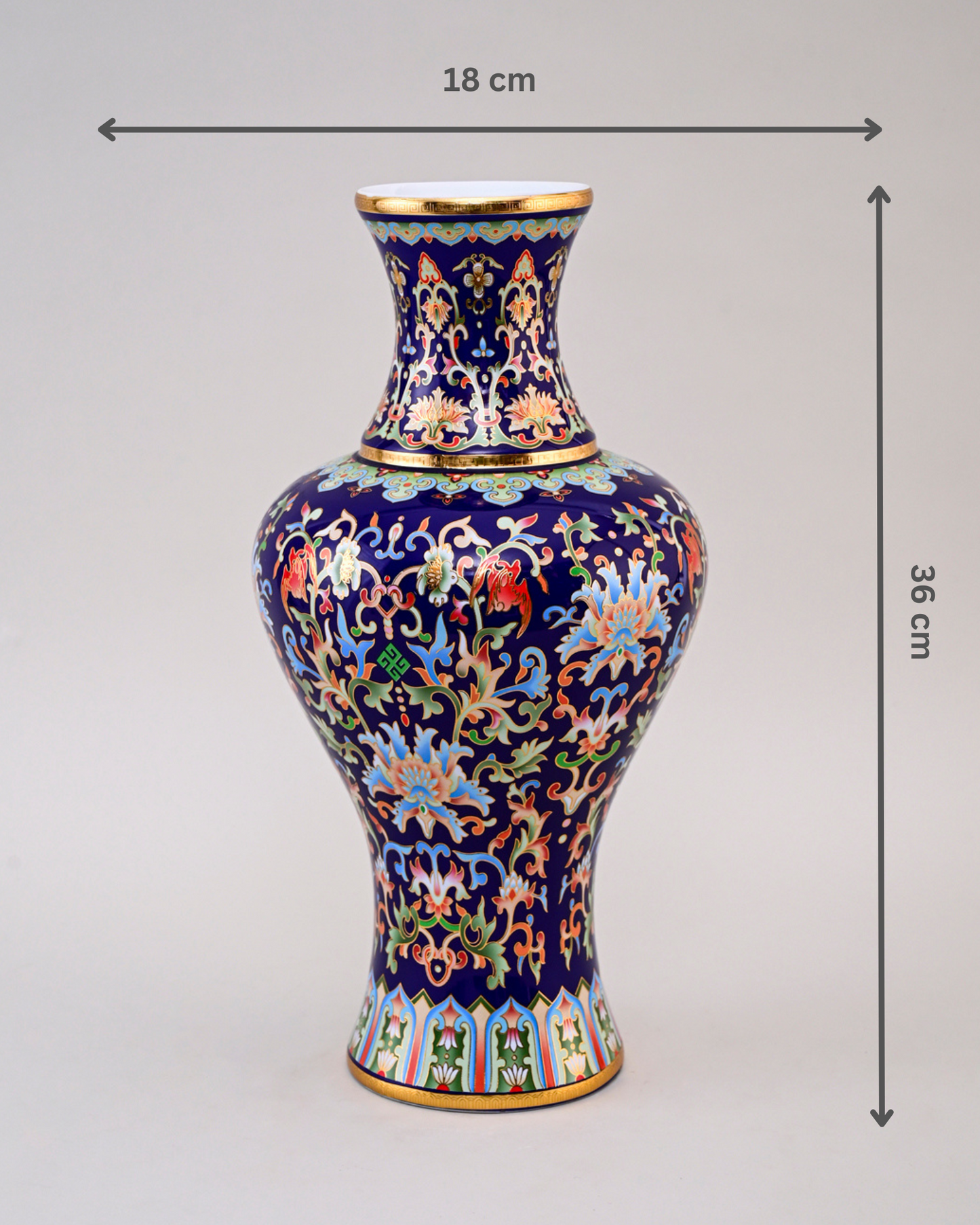 Majestic Enamel Cloisonne Flower Vase - Blue