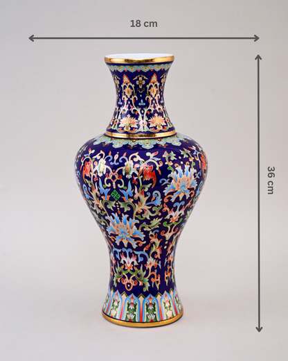 Majestic Enamel Cloisonne Flower Vase - Blue