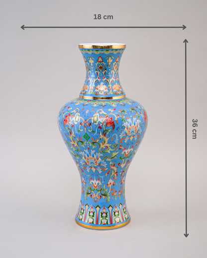 Majestic Enamel Cloisonne Flower Vase - Sky Blue