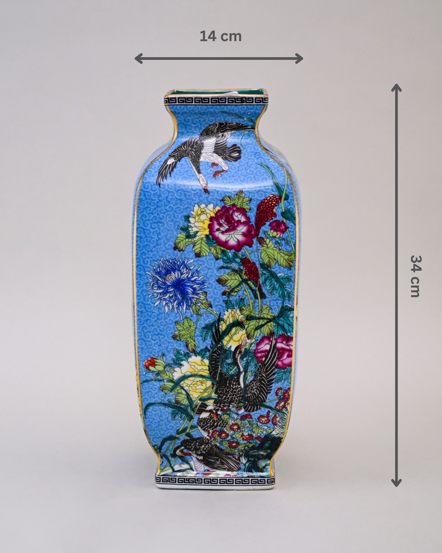 Blossom Cloisonn Enamel Vase - Blue