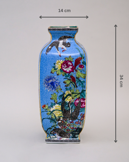 Blossom Cloisonn Enamel Vase - Blue