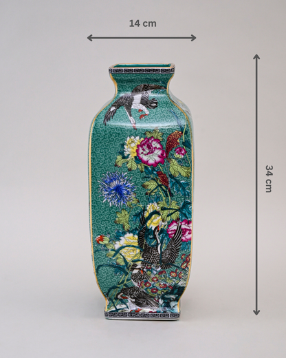 Blossom Cloisonn Enamel Vase - Green