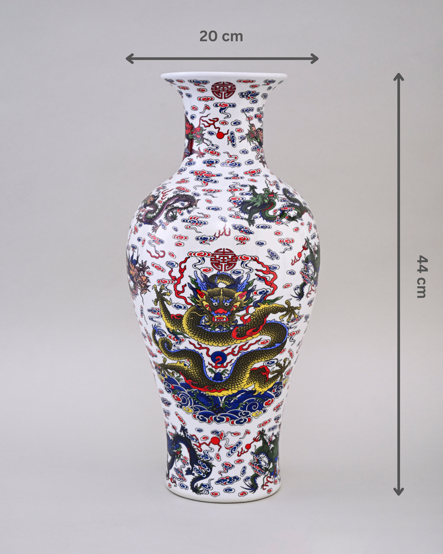 Dragon Motifs Symbolizing Ceramic Vase - White