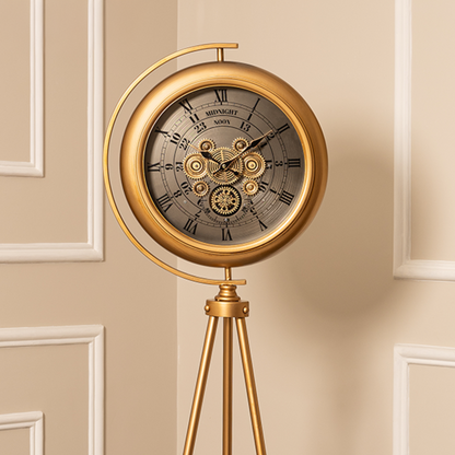 Milestone Marker Tripod Base Luxury Designer Floor Clock With Moving Gear Mechanism Buy Floor Clock Online (Steel Body)