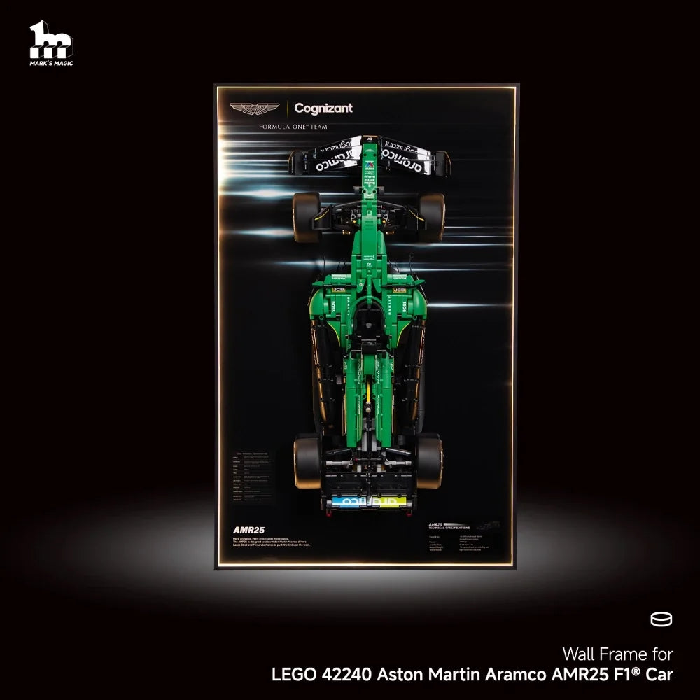 LEGO Technic F1 42240 Aston Martin AMR25 Wall Display Frame And LEGO Set
