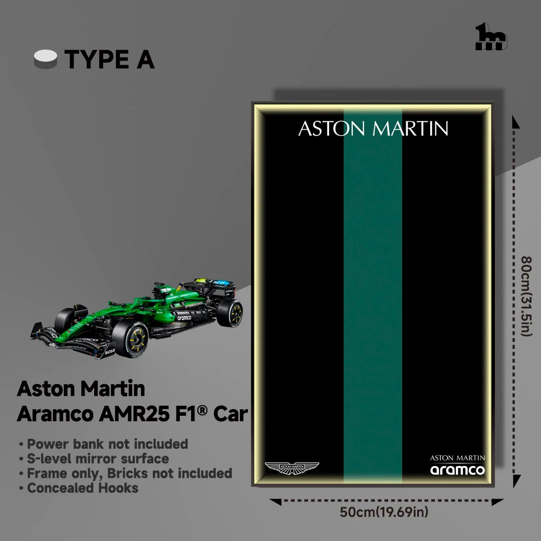 LEGO Technic F1 42240 Aston Martin AMR25 Wall Display Frame And LEGO Set