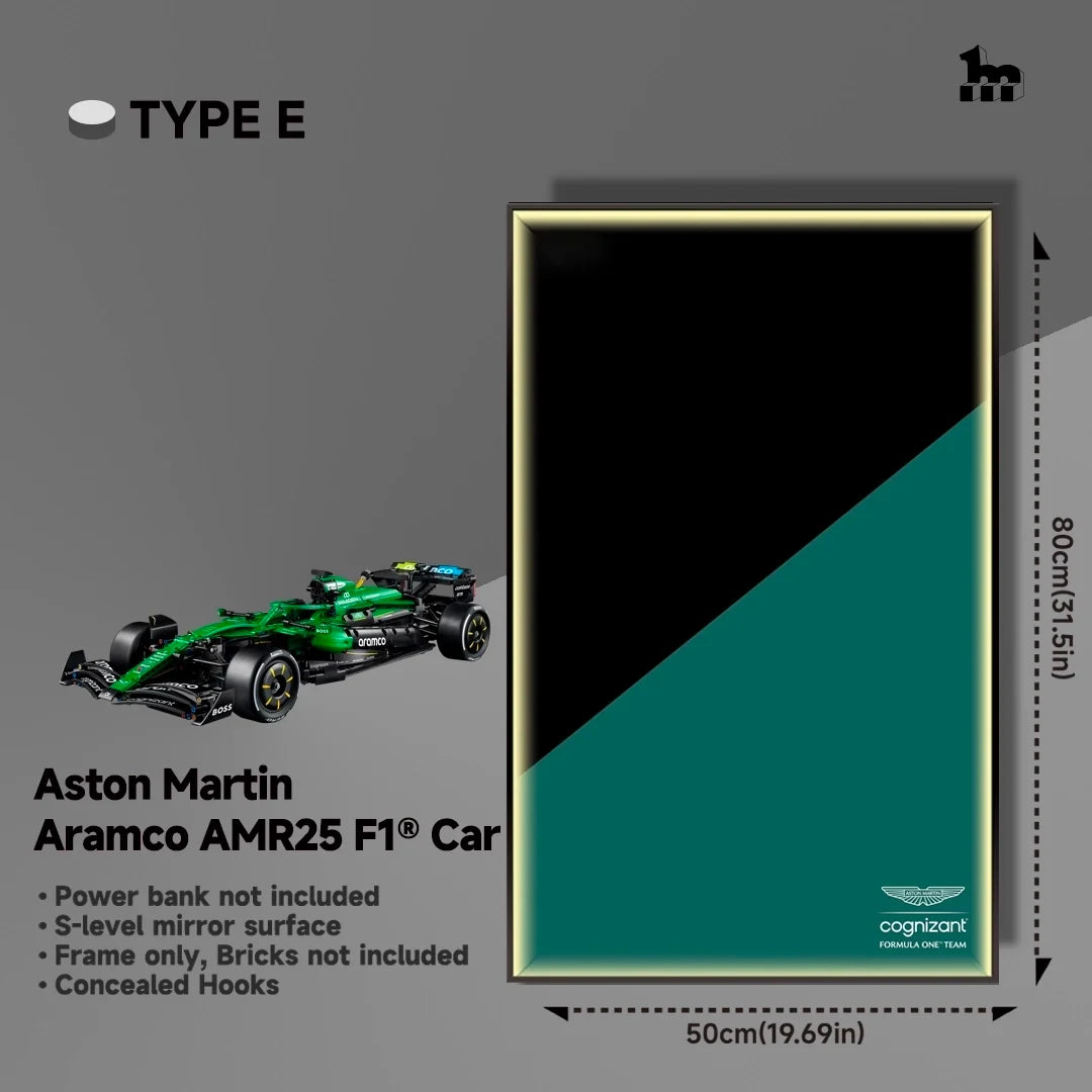 LEGO Technic F1 42240 Aston Martin AMR25 Wall Display Frame And LEGO Set