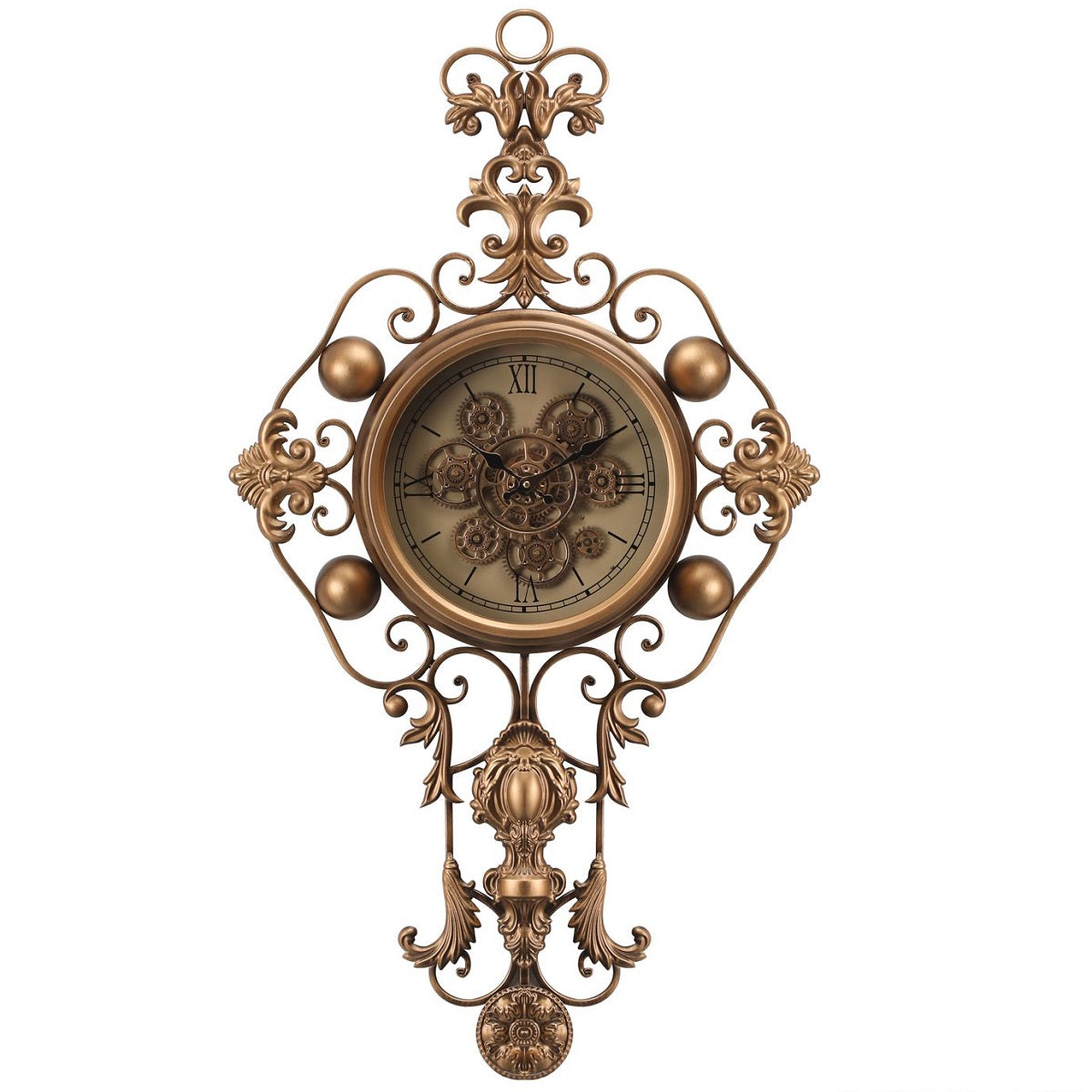 Grand Florentine Luxury Designer Wall Clock With Moving Gear Mechanism Buy Wall Clock Online (Steel Body)