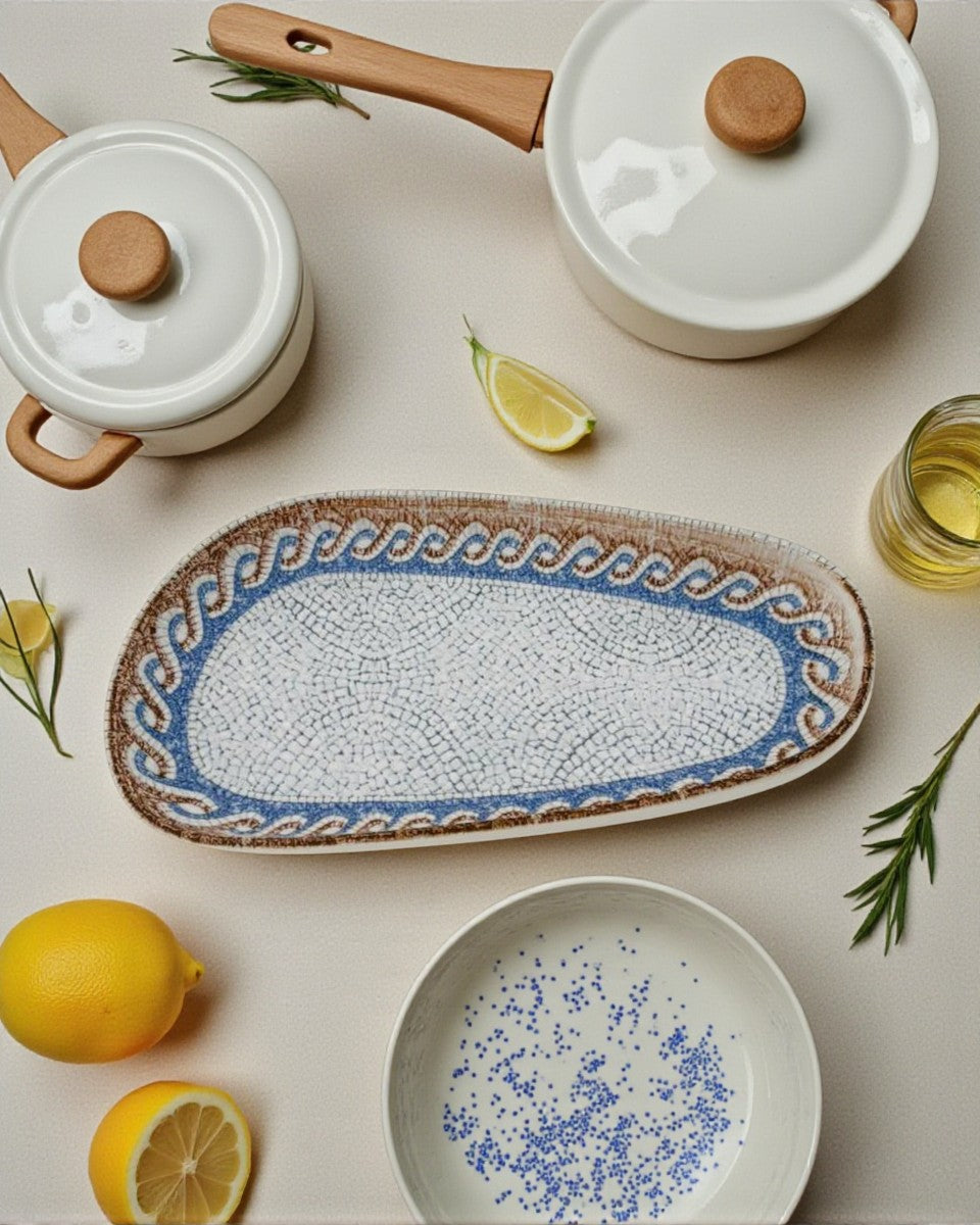 Azure Mosaic Oval Platter