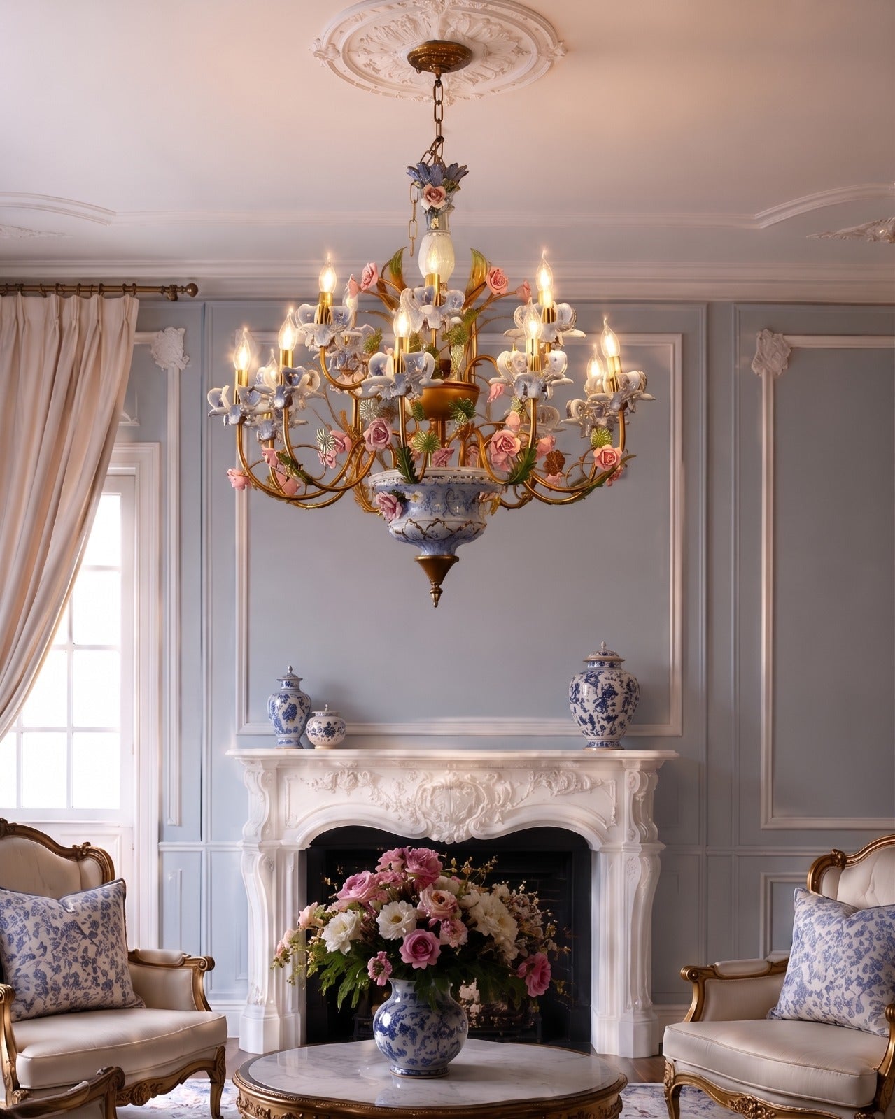 Heritage Bloom French Floral Chandelier