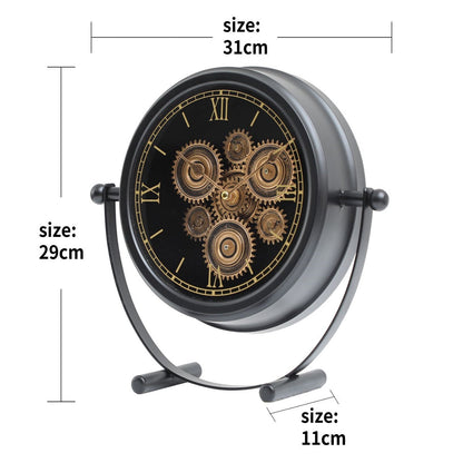 Precision Pulse Luxury Designer Table Clock With Moving Gear Mechanism Buy Table Clock Online (Steel Body)