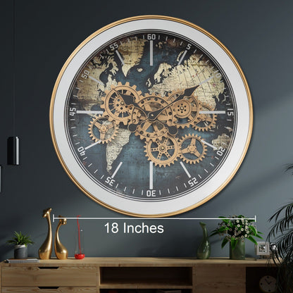 Prime Hour Luxury Designer Wall Clock For Living Room With Moving Gear Mechanism Buy Wall Clock Online - Medium (Steel Body)