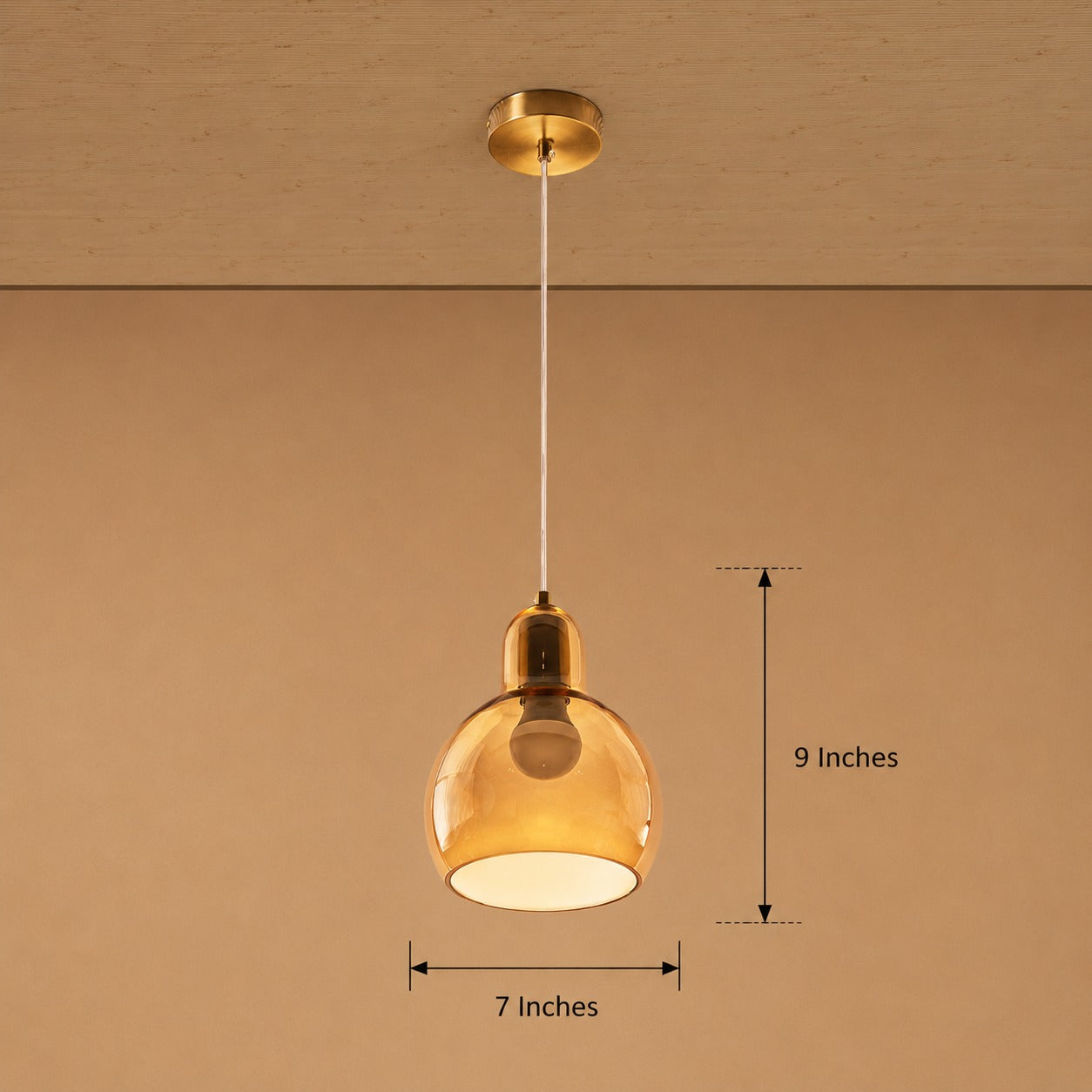 Lumera Globe Pendant Light For Living Room & Home Decoration item - Amber