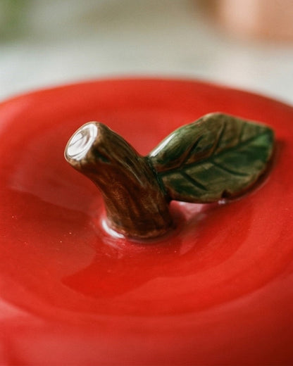 Red Apple Ceramic Casserole With Lid - 3 Ltr