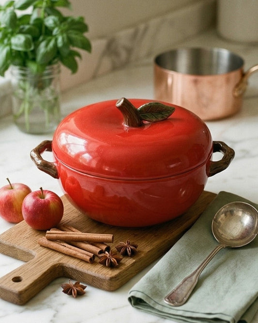 Red Apple Ceramic Casserole With Lid - 3 Ltr