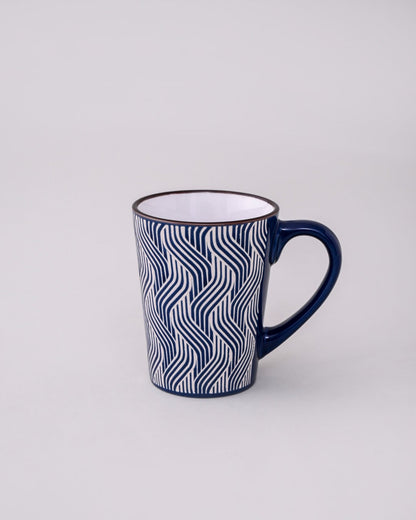 Serene Wave Ceramic Coffee Mug - Set Of 4