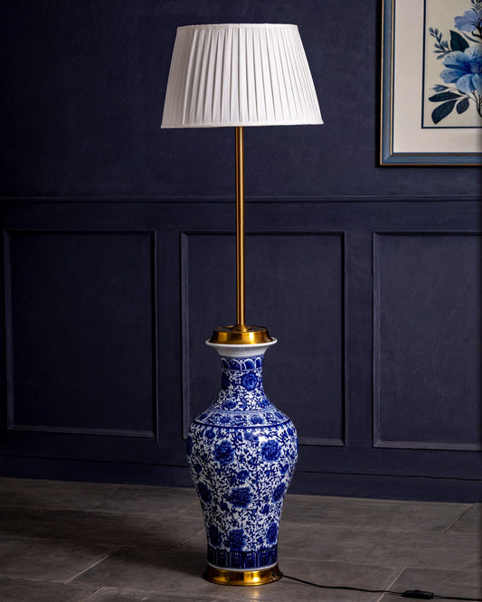 Oriental Indigo Floral Floor Lamp