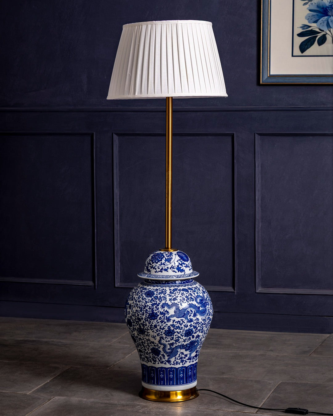 Dragon Motif Temple Jar Floor Lamp