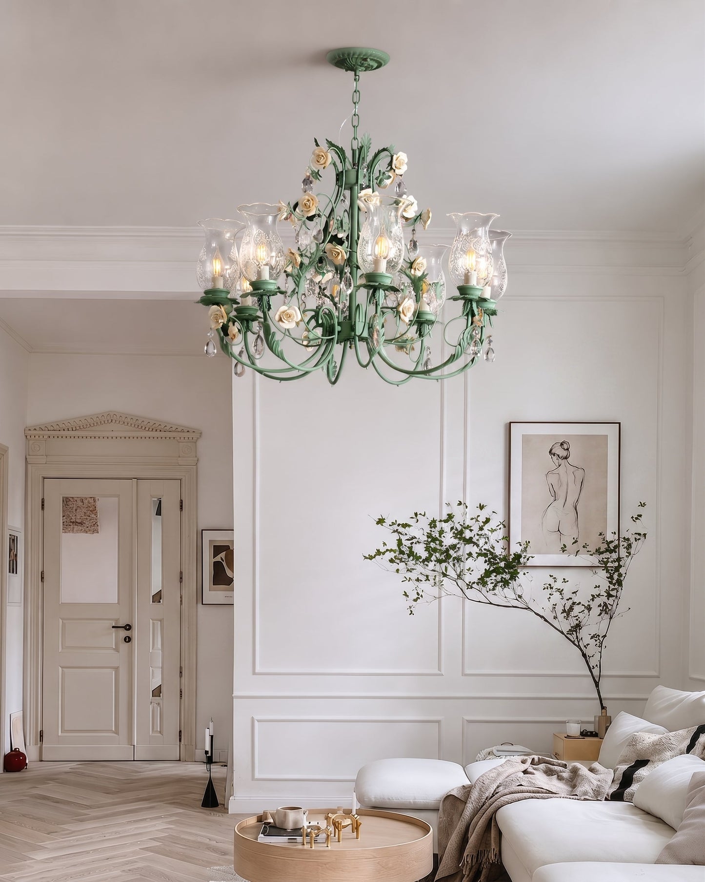 Azure Rose French Floral Chandelier