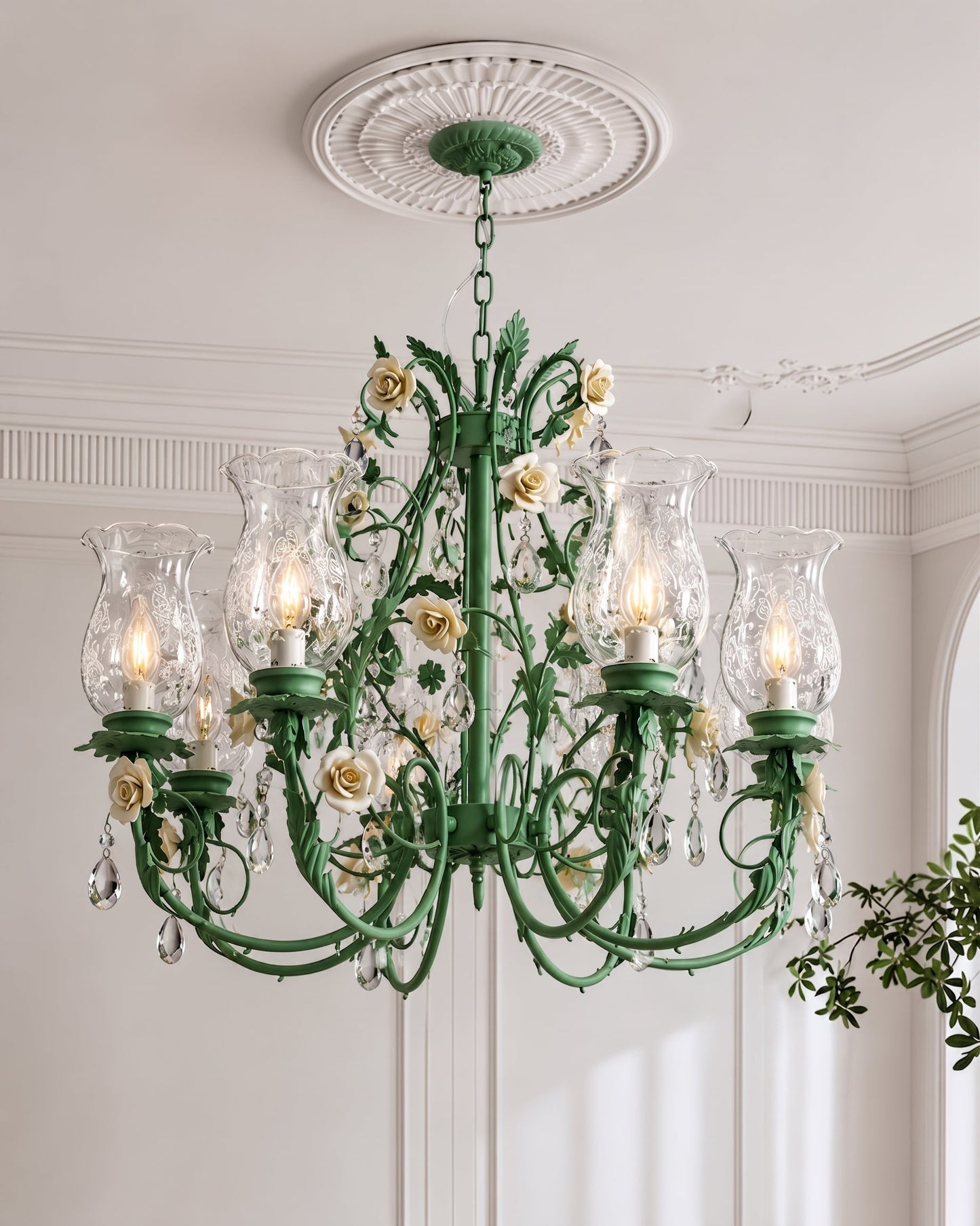 Azure Rose French Floral Chandelier