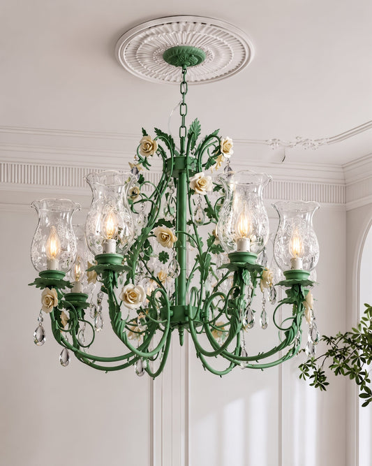 Azure Rose French Floral Chandelier