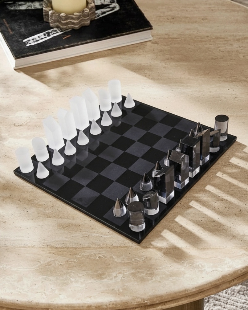 Modern Crystal Geometry Chess Set