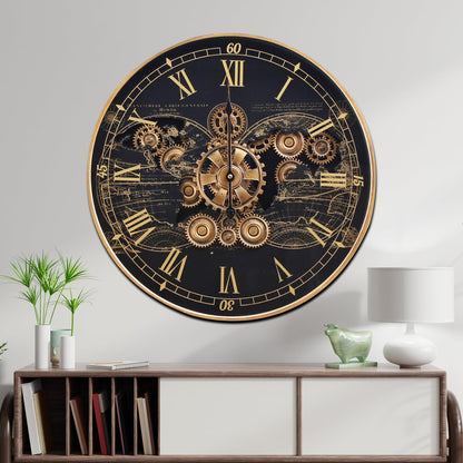 Chrono Luxe Luxury Designer Wall Clock With Moving Gear Mechanism Buy Wall Clock Online (Steel Body) - Medium
