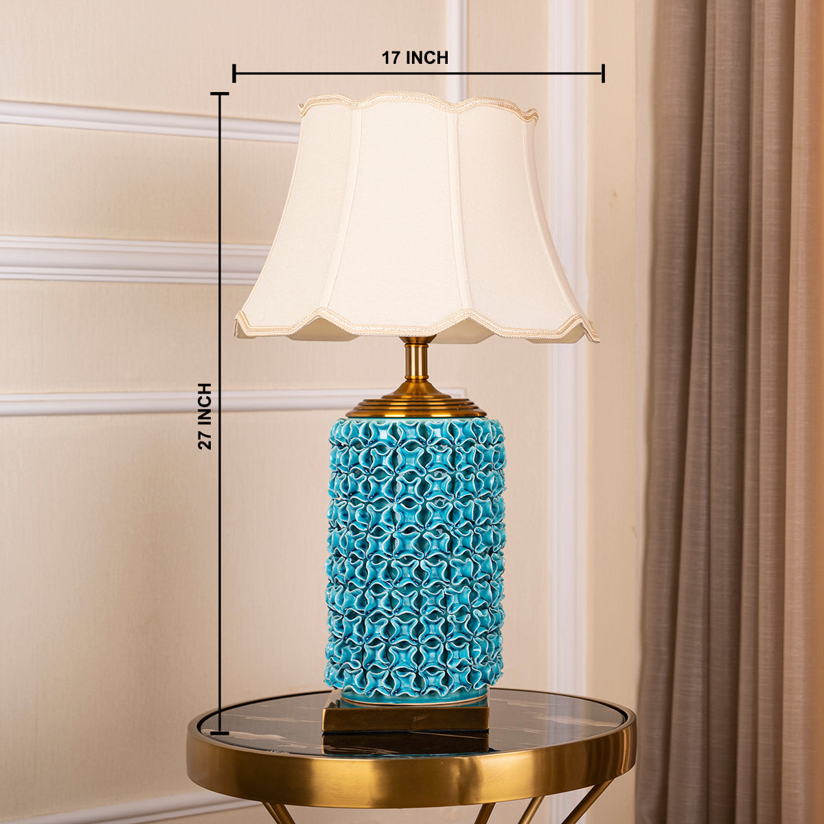The Green and Gold Italian Mesh Decorative Ceramic & Stainless Steel Table Lamp