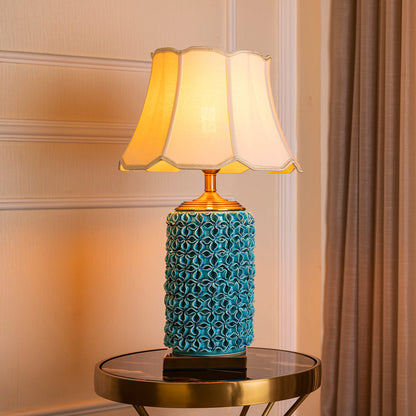 The Green and Gold Italian Mesh Decorative Ceramic & Stainless Steel Table Lamp