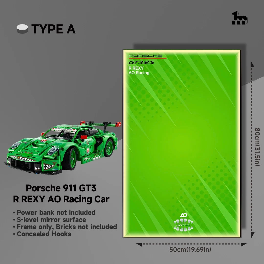 LEGO® 42224 Porsche 911 GT3 R REXY AO Racing Car Display Frame And LEGO Set