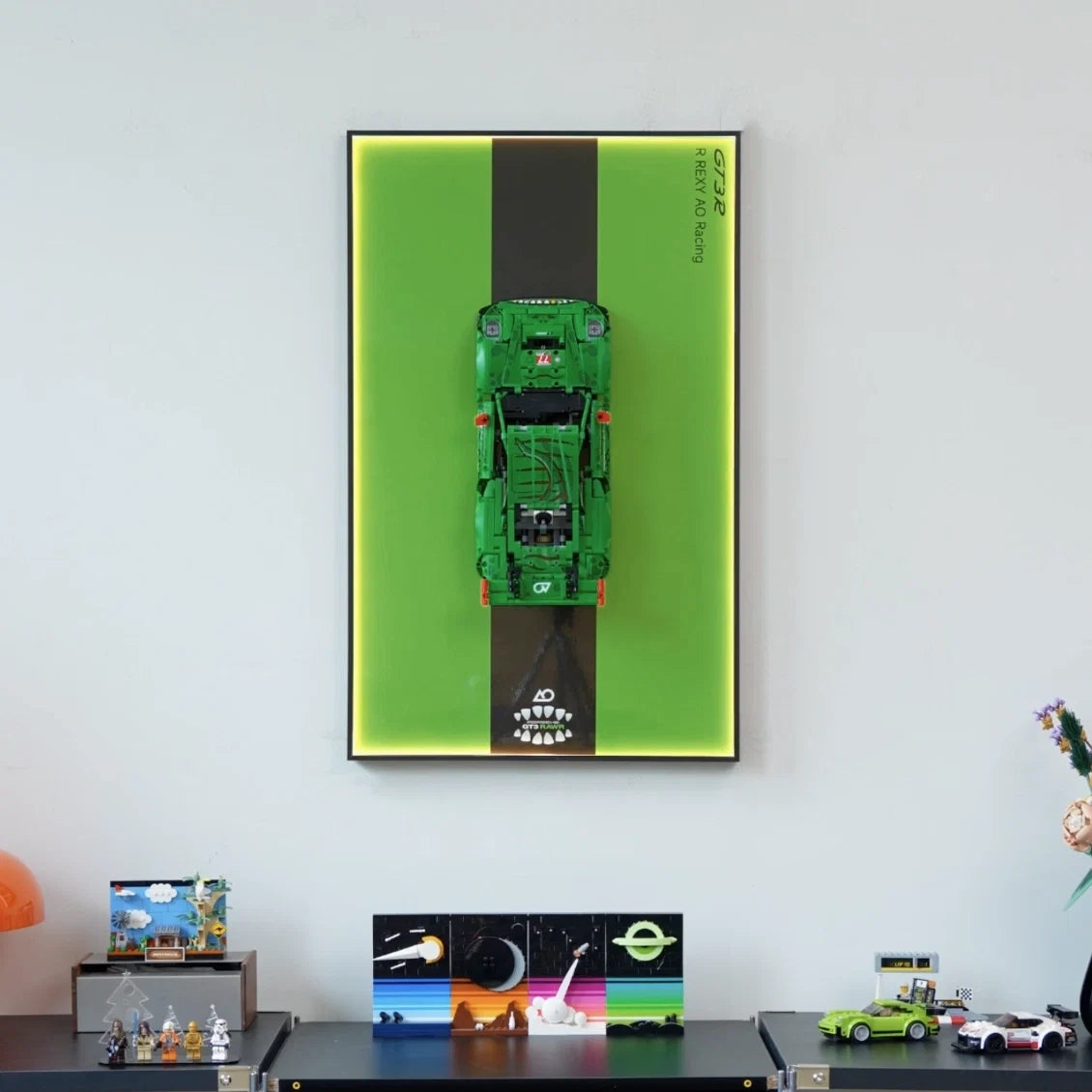 LEGO® 42224 Porsche 911 GT3 R REXY AO Racing Car Display Frame And LEGO Set