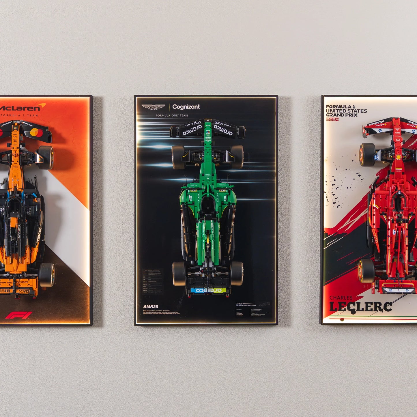 LEGO Technic F1 42240 Aston Martin AMR25 Wall Display Frame And LEGO Set