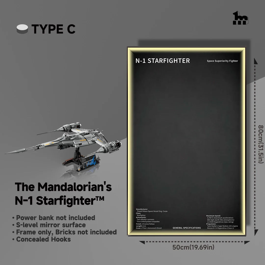 Wall Display frame for LEGO® STAR WARS™ 75442 The Mandalorian's N1 Starfighter™