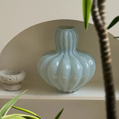 Aqua Blossom Glow Handblown Glass Decorative Vases and Showpieces