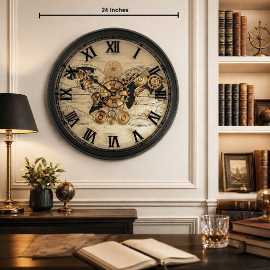 Moment Maker Luxury Designer Wall Clock With Moving Gear Mechanism Buy Wall Clock Online - Big (Steel Body)