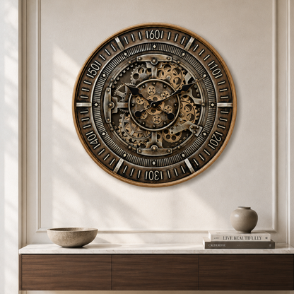 Maison Hour Luxury Designer Wall Clocks for the Home With Moving Gear Mechanism Buy Wall Clock Online (Steel Body)