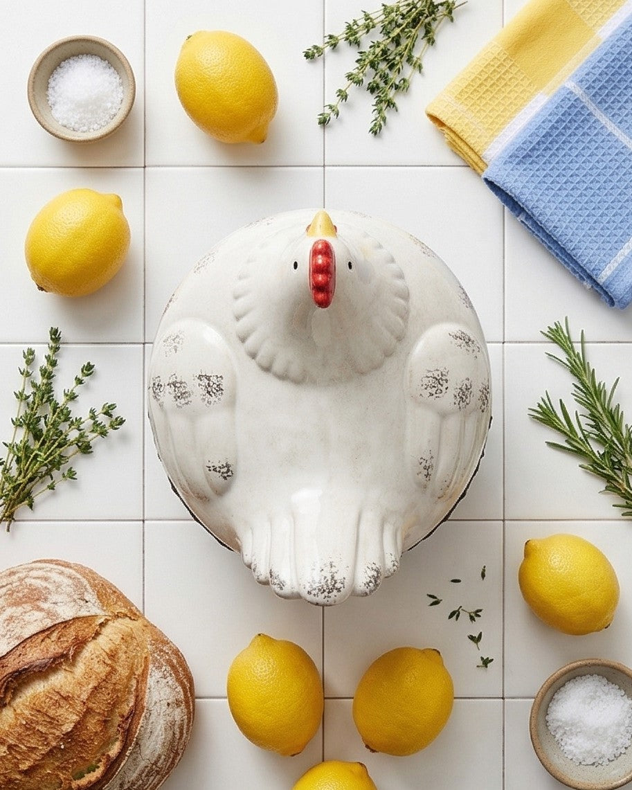 Rooster Egg Basket - White