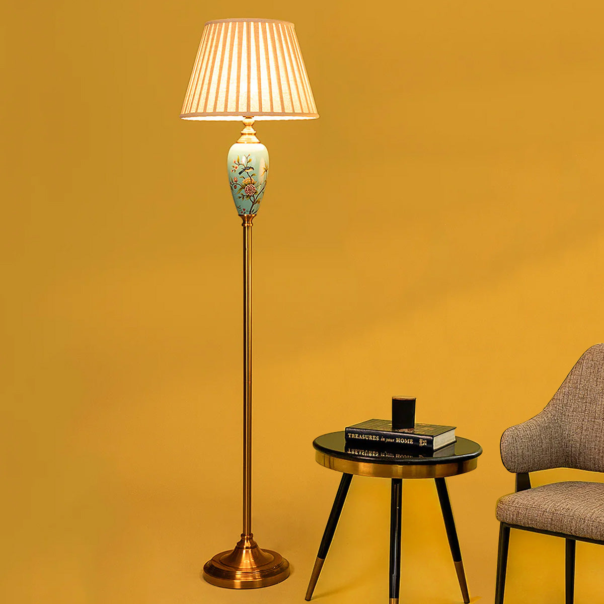 Alabama Floral Base Tall Floor Lamp