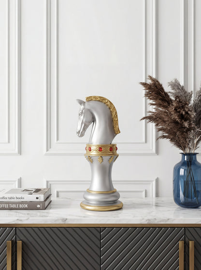 Royal Stallion Chess Kinght  Decorative Figurine - Grey