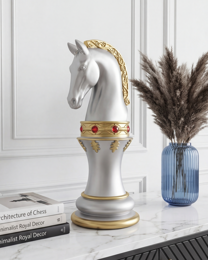 Royal Stallion Chess Kinght  Decorative Figurine - Grey