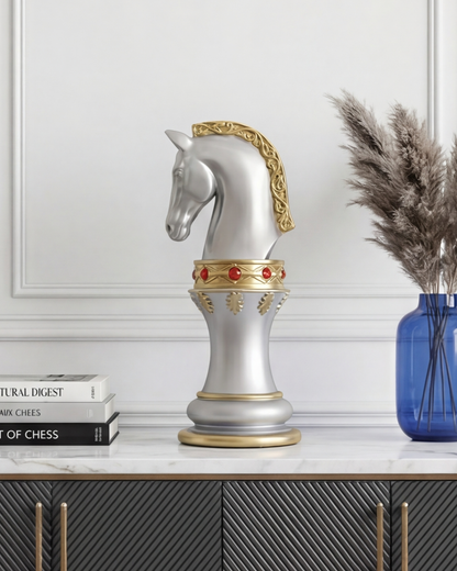 Royal Stallion Chess Kinght  Decorative Figurine - Grey