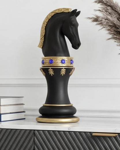 Royal Stallion Chess Kinght Decorative Figurine - Black