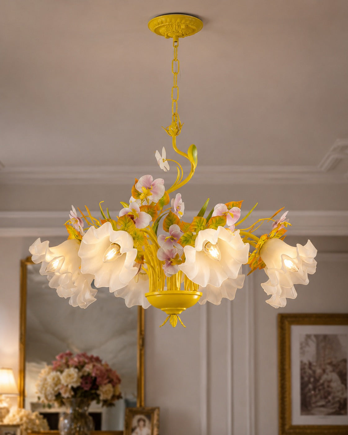 Sunset Bloom French Floral Chandelier