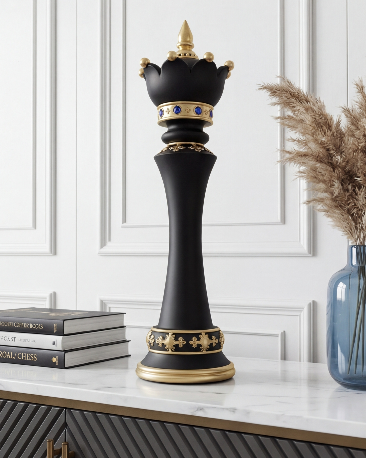 Imperial Crown Decorative Chess Queen - Black