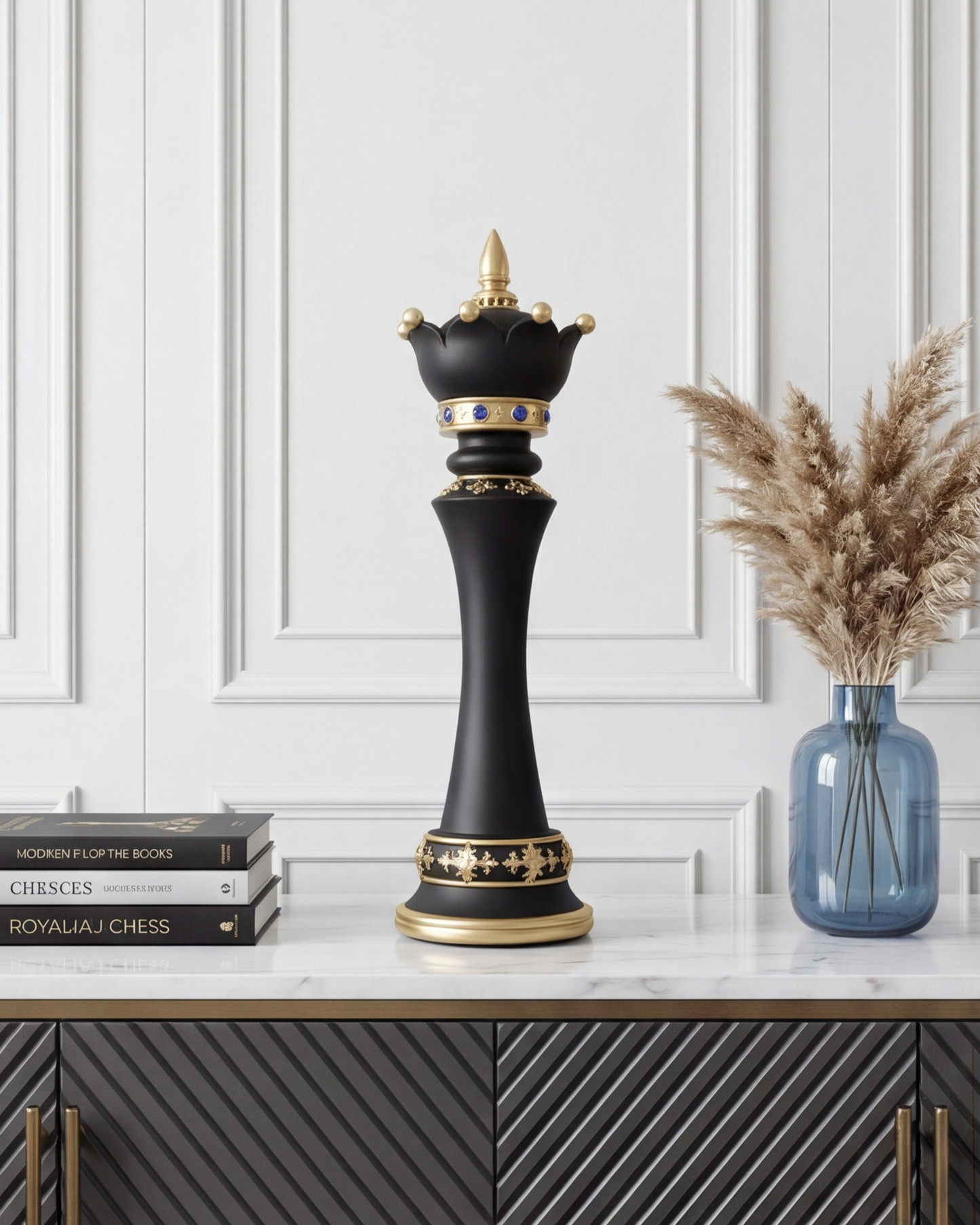 Imperial Crown Decorative Chess Queen - Black