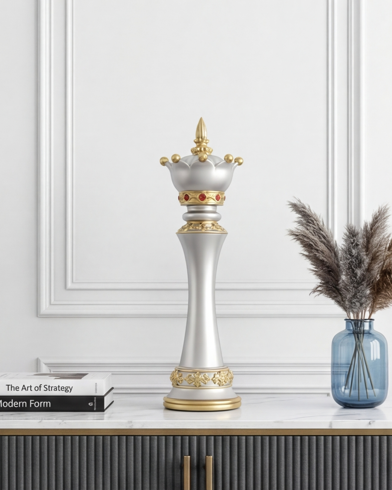 Imperial Crown Decorative Chess Queen - Grey