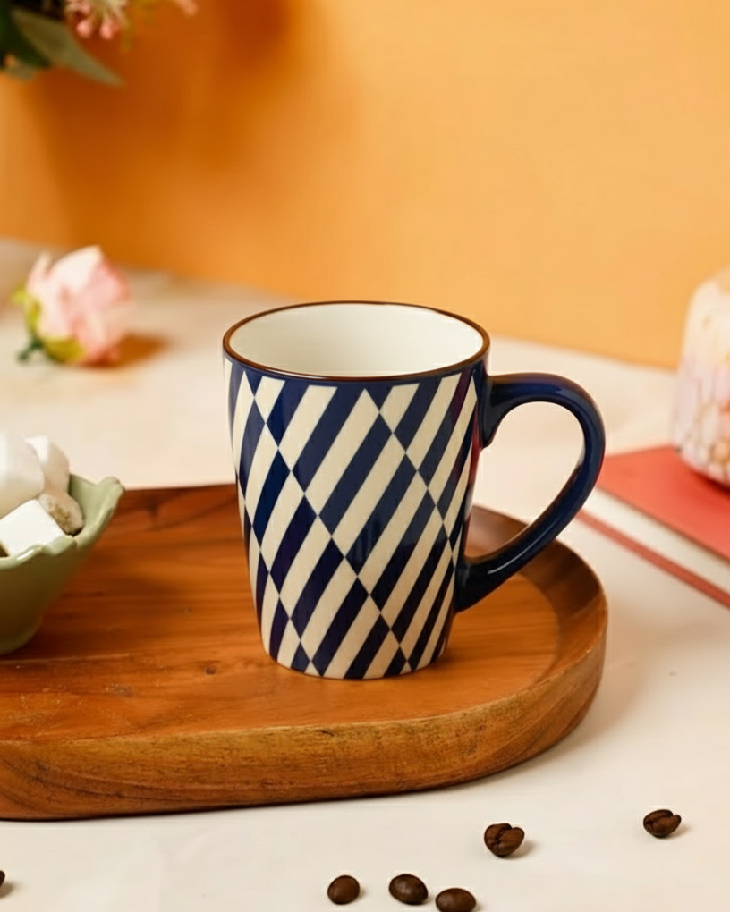 Strio Diagonal Ceramic Coffee Mug - Set Of 4